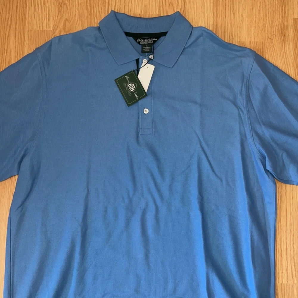 NWT Brooks Brothers Blue Short Sleeve Country Club Polo Collar Shirt Size XL - Picture 4 of 8